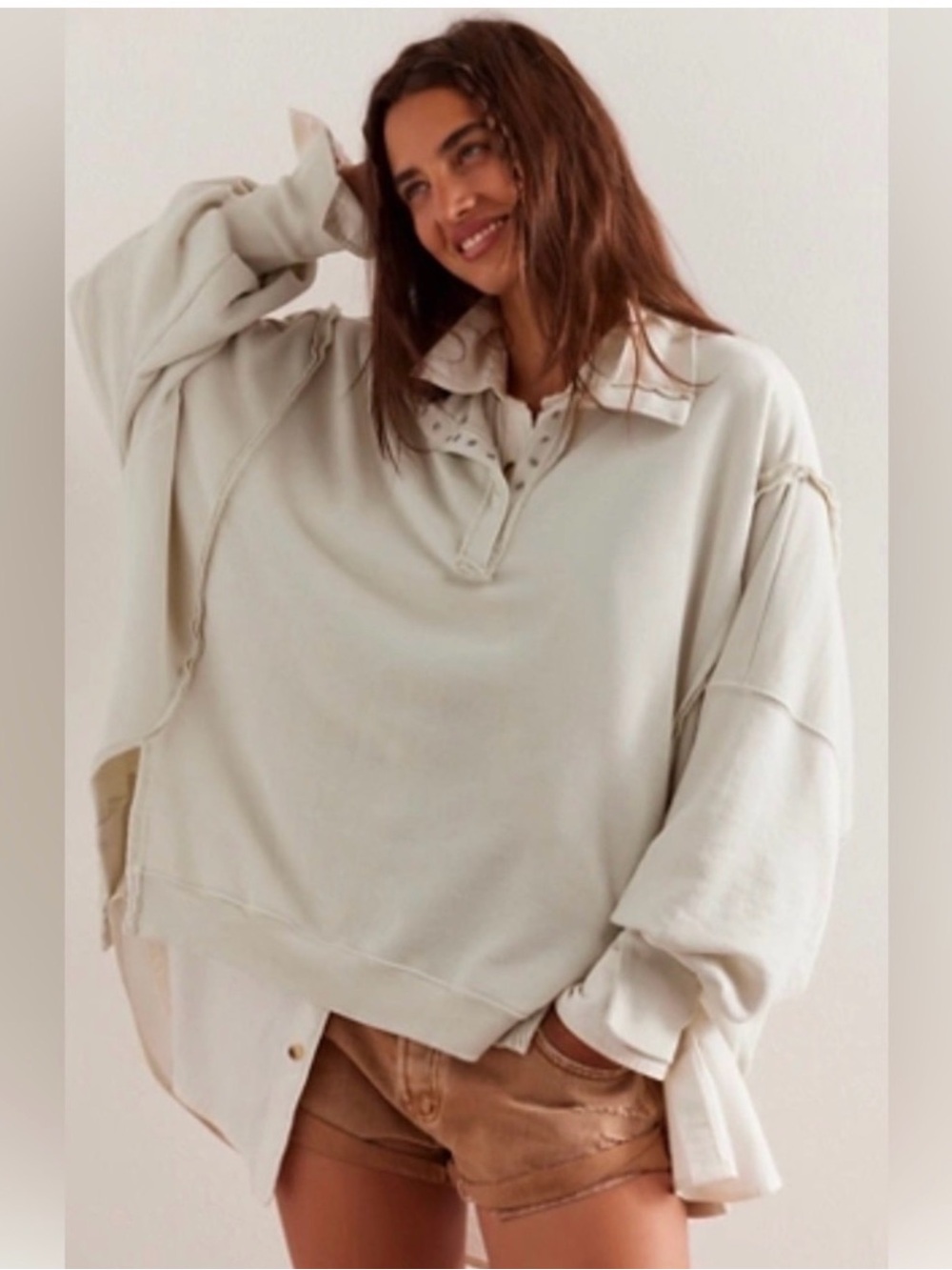 We The Free Camden Henley in Grey Opal size Large NWT